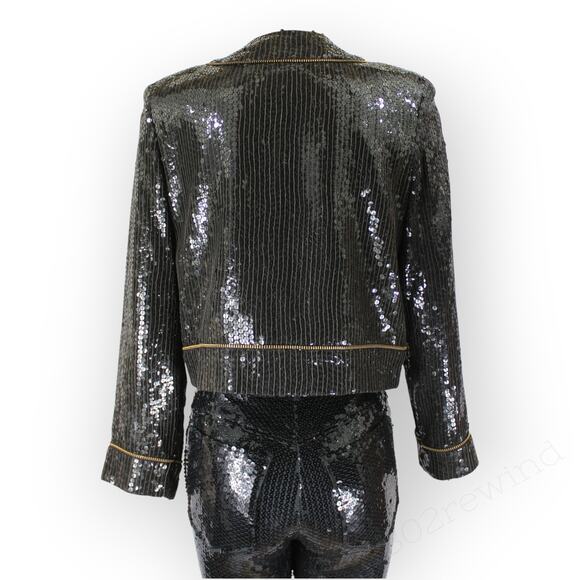 XS/S 80s Vintage Jeanette for St Martin Sequin Zipper Jacket & Pant Kastenberg - Picture 4 of 16